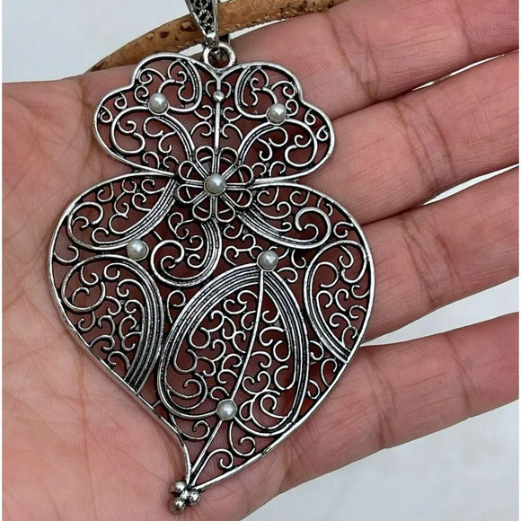 Vintage Womens Minimalist Filigree Vegan Choker Necklace Silver Tone Sz 8" - Picture 4 of 4